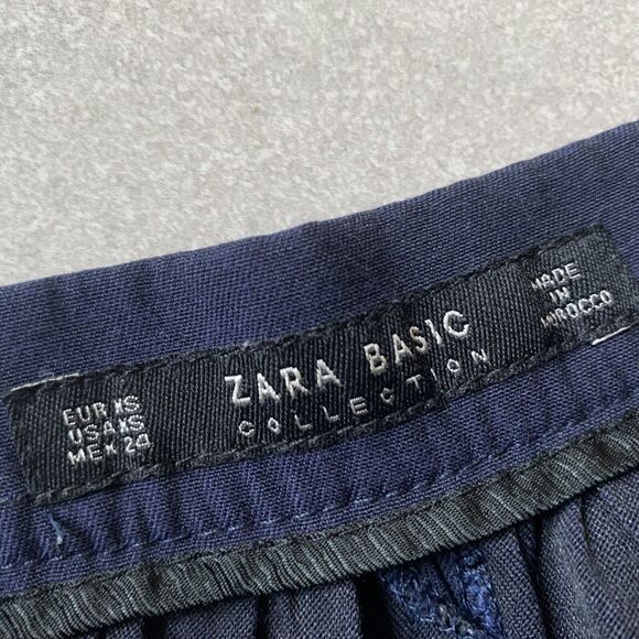 Zara Collection Black & Blue Striped Midi A Line Skirt Size S - Picture 3 of 7